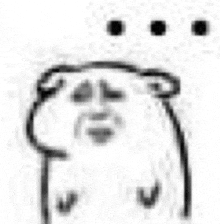 a black and white drawing of a hamster 's face with three eyes .
