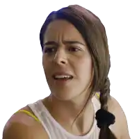 a woman with a braided ponytail makes a funny face