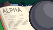 a book is open to a page titled alpha