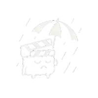 a drawing of a clapper board with an umbrella
