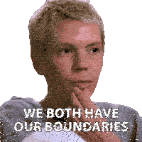 a woman says we both have our boundaries in front of a white background