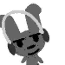 a cartoon character is wearing headphones and sunglasses .