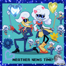 a cartoon of a man and a woman with the words heather news time on the bottom