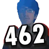 a pixelated image of a man wearing glasses with the number 452 above him