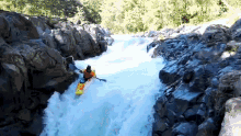 waterfall kayak fall dive thrill