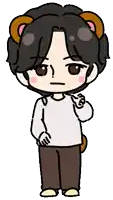 a cartoon drawing of a boy wearing a teddy bear costume