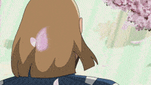 a cartoon drawing of a man looking at flowers