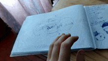 a book is open to a page with a drawing of a circle with the word mama written on it