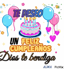 a birthday card that says te deseo un feliz cumpleanos