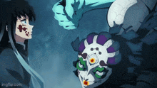 a couple of anime characters standing next to each other