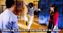 New Girl Happy Dance GIF - New Girl Happy Dance Im Made Up A Dance So Everyone Will Be Happy GIFs