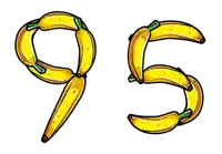 the number 95 is made out of bananas with green stems