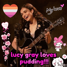 a picture of lucy gray holding a guitar