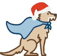 a dog is wearing a santa hat and cape