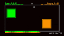 a computer screen displays a game called green and orange