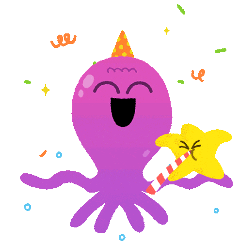 Octopus And Starfish Celebrating Sticker - Funder The Sea Octopus Purple Stickers