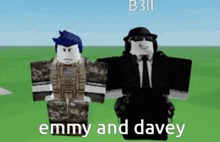 emmy and davey are standing next to each other in a video game