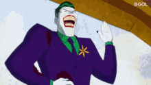 a cartoon of the joker laughing with the letters bgol behind him
