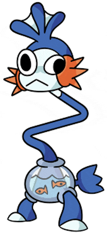 a cartoon drawing of a fish with a very long tail