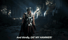 Thor And Thirdly Eat My Hammer GIF - Thor And Thirdly Eat My Hammer Mighty Thor GIFs