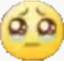 a close up of a yellow smiley face with tears coming out of its eyes .