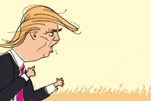 a drawing of donald trump with a rainbow colored nose