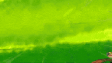 a green background with a cartoon character flying in the air