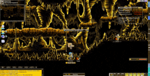 a screenshot of a video game shows a cave with achievements written on it