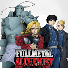 a poster for the anime fullmetal alchemist shows a group of characters