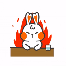white rabbit angry fire fuming
