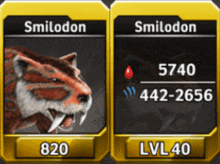 a smilodon lv40 card with a picture of it