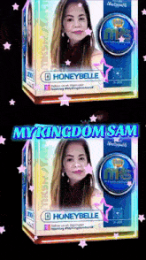 a box with a picture of a woman and the words mykingdom sam