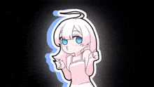 a cartoon of a girl with white hair and blue eyes giving a thumbs up