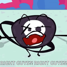 a cartoon character says right guys right guys !