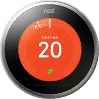 a nest thermostat displays the temperature as 20 degrees