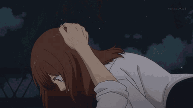 anime girl crying with boy