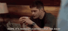 Dean Winchester Monday GIF - Dean Winchester Monday Coffee GIFs