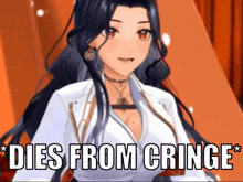a picture of a anime girl with the words dies from cringe