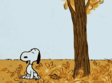 Snoopy Leaves Falling GIF
