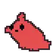 a pixel art drawing of a green ghost with black eyes and a black nose .