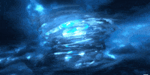 a painting of a tornado with a blue light coming out of the center