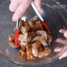 Marinating The Shrimp Chili Pepper Madness GIF - Marinating The Shrimp Chili Pepper Madness Mixing The Shrimp GIFs