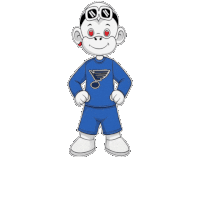 a cartoon character wearing sunglasses and a blue shirt that says st. louis blues