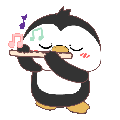 Cute Penguin Sticker - Cute Penguin Flute Stickers