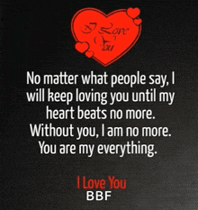 a poster that says i love you bbf