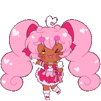 a cartoon drawing of a little girl with pink hair