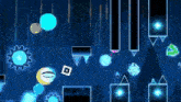 a screenshot of a video game with gears and squares