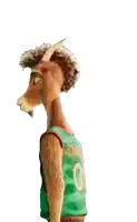 a cartoon character wearing a green jersey with the number 0