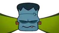 a cartoon drawing of a monster with a tongue sticking out