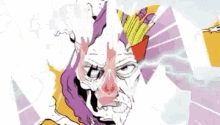 a cartoon drawing of a woman with a purple hair and a crown on her head